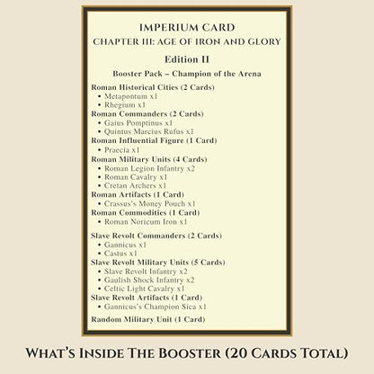 Sumeru & Seed Imperium Cards – Historical Strategy Card Expansion – Champion of the Arena Booster – Spartacus Revolt – Sandbox Battle Add-On - style: Edition II Booster Pack - Champion of the Arena