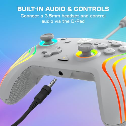 Turtle Beach Afterglow Wave Wired RGB Gaming Controller, Nintendo Switch 2 | Switch Lite, OLED, Hall-Effect Thumbsticks, 2 Mappable Back Buttons, Audio Controls, C-Button for GameChat, RGB Lights, Grey - color: Gray