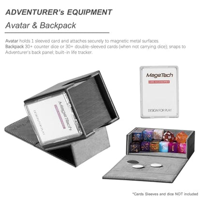 Mage Tech Adventurer [Paragon] Commander Kit - Avatar Holder + Backpack Dice Box Snap-On Back Panel, with Life Tracker - MTG Commander/EDH - Black/Grey - color: 2. Artifact (Black/Grey), style: 4. Paragon[commander Kit]