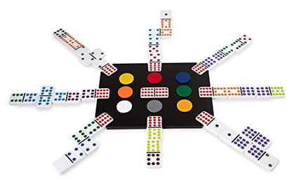 LuxeDominoes Black Acrylic Double 12 Modern Mexican Train Dominoes for Adults - color: Black