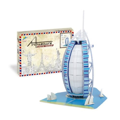 Architecture World Famous of 3D Puzzle.Build Your Own Collection of 17 Global Landmarks (Notre Dame, Colosseum) - Educational DIY Model Kit for Kids & Adults. (Burj Al Arab Jumeirah) - color: Burj Al Arab Jumeirah