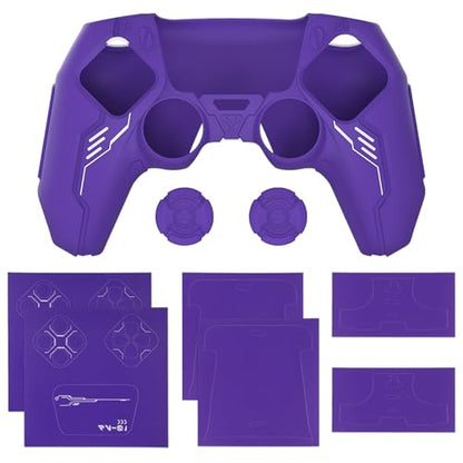 PlayVital Mecha Edition Silicone Cover Compatible with ps5 Controller with 2 Joystick Caps and 6 Stickers, Shockproof Non-Slip Grip Protector Accessories, Fits for ps5 Charging Station - Purple - color: Purple