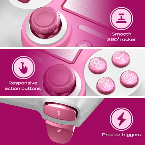 Ubsvaky Wireless Controller Compatible with PS4/Pro/Slim, Black ps4 controller with Dual Vibration, 1000mAh Battery, 6-Axis Motion Sensor (Pink1) - color: Pink1
