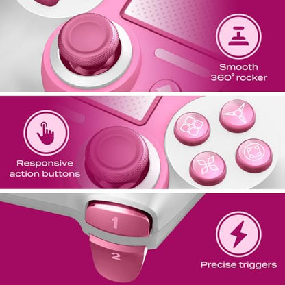 Ubsvaky Wireless Controller Compatible with PS4/Pro/Slim, Black ps4 controller with Dual Vibration, 1000mAh Battery, 6-Axis Motion Sensor (Pink1) - color: Pink1