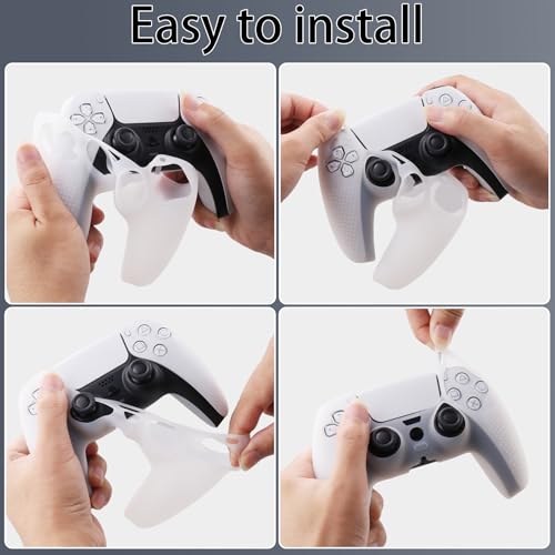 Baval Silicone Cover for Playstation 5 PS5 DualSense Wireless Controller | Scratch-resistant, Easy install, Silicone Construction, Portable Carrying Silicone Cover, Clear White Silicone Cover - color: White Silicone Cover