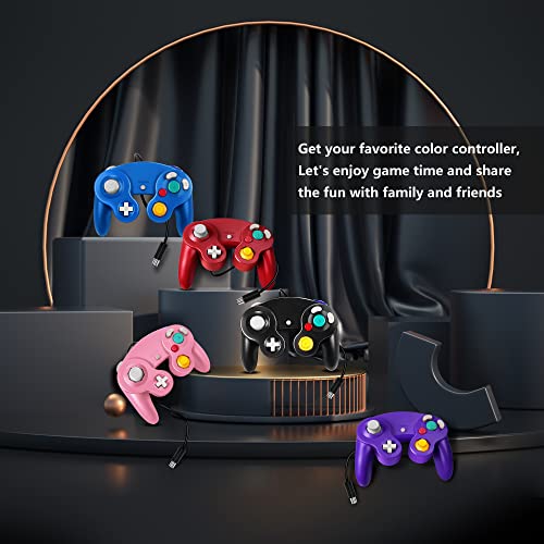 FIOTOK Gamecube Controller, Classic Wired Controller for Wii & Gamecube | Clear Purple & Clear Green-2Pack - color: Clear Purple & Clear Green