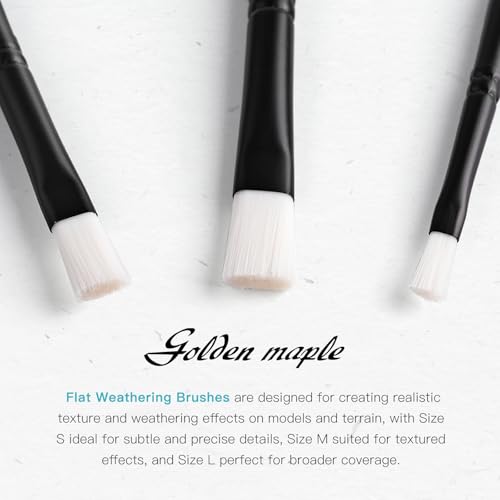 Weathering Paint Brushes-Golden Maple 3pcs Flat Paint Brushes Set for Weathering Effects, Textures, Washing and Dry Brushing on Miniature Painting - style: Weathering-Flat