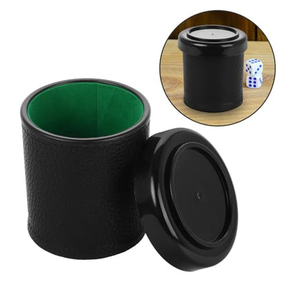 VICASKY 1set Low Noise Dice Cup Set Lid Mute Shaking Dice Holder for Parties Leather Design Comfortable Grip for Social Gatherings and Game