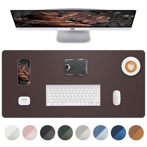 AFIING Desk Pad Protector 23.6" x 13.7" - Non-Slip Waterproof PU Leather Desk Mat for Mouse, Keyboard, Laptop, Office and Home Workspace (Coffee Brown) - color: Coffee, size: 23.6" x 13.7"