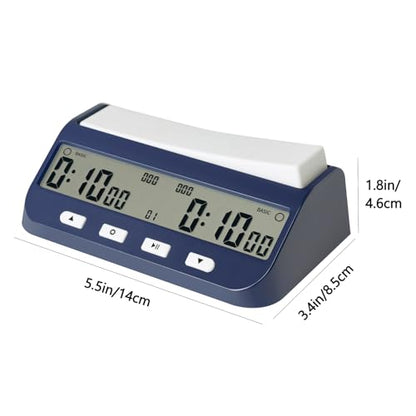 Digital Chess Clock Timer, 5-in-1 Multifunction Portable Competition Specific Chess Clock, Professional Board Game Timer with Bonus & Delay Count Down up ON Off Alarm