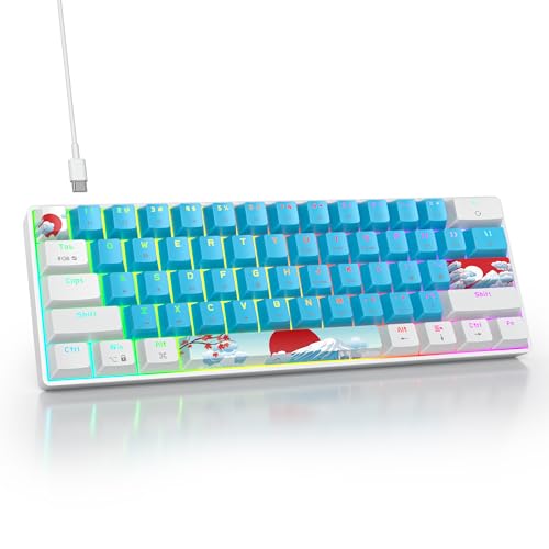 60% Mechanical Keyboard - Compact 60% Gaming Keyboard, RGB Backlit, 61 Keys, USB Wired for Windows Mac Laptop PC (61 Blue/Blue Switches) - color: 61 Blue/Blue Switch
