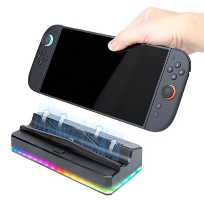 Cooling Fan and Stand Replacement with Colorful LED Light for Nintendo Switch 2 Console Silent Fan Cooler Stand with 3 USB Port Nintendo Switch 2 Cooling System