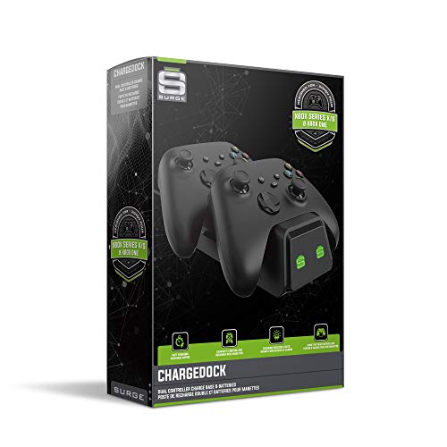 Xbox Controller Charger For Xbox Series X|S and Xbox One Controllers - Surge ChargeDock, Dual Controller Charge Station, Contact Charging, Fast Charging, LED Indicator Light