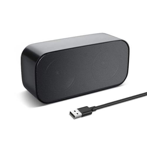 Computer Speaker for Desktop, Soundbar Portable Mini PC Speaker, Black-M | Built-in Microphone for Hands-Free Calls, USB Powered, Plug and Play, Portable Laptop Speaker for Office, Home and Gaming - color: Black-M