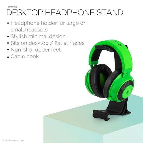 BRAINWAVZ Desktop Headphone Stand - Curved Hanger with Non-Slip Base & Cable Management- Compatible with SteelSeries, Sennheiser, Razer, Bose, Sony & More – (HP037) - color: HP037