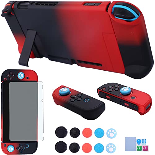 Dockable Case for Nintendo Switch - COMCOOL 3 in 1 Protective Cover Case for Nintendo Switch and Joy-Con Controller with Screen Protector - Red Black - color: Red Black