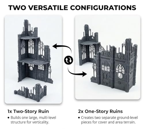 Gothic Sector Terrain Set, Corner Ruins Style | 28mm Scale Buildings, Scatter Terrain - style: Corner Ruins