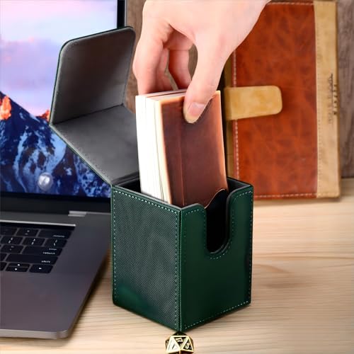 Yookeer 4 Pieces Leather Deck Card Boxes Cards Deck Game Box for Collectible Playing Card Box Compatible with MTG Commander(Black, White, Red, Green,Vertical) - color: Black, White, Red, Green, style: Vertical