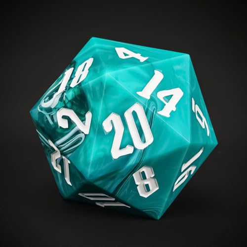 55mm 20 Sided DND Dice, Giant D20 D&D Polyhedral Dice Large D20 with Die Gift Box for RPG Table Games (Green with White/White Number) - color: Green With White/White Number