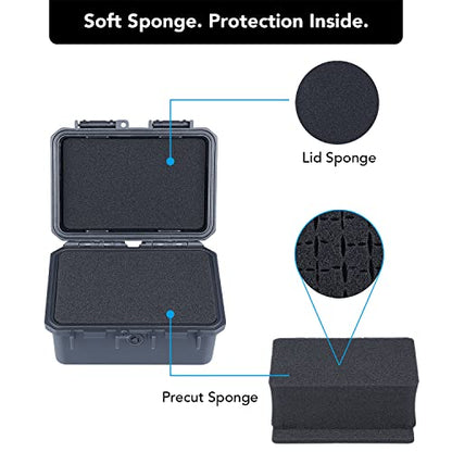 Lykus HC-1420 Mini Hard Case Dry Box with Foam Insert, Interior Size 5.5x3.5x2.7 in, IP66 Splash-Proof, Suitable for Cellphones, Tools, Small Devices and More - style: Int. Size: 5.5x3.5x2.7 in