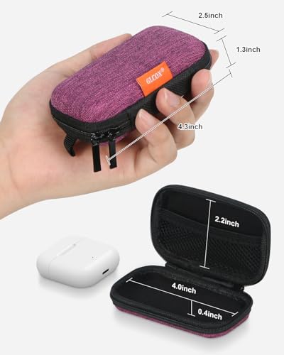 Mini Hard Earbud Case, Grape-Purple Cute Pouch for Samsung JBL Sony | Fits Apple Airpods, Earpods, Cable, Card, Earplugs, Heart Monitor, Small Protective Carrying Bag - color: Grape-Purple