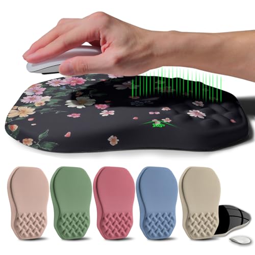 Ergonomic Raised Mouse Pad Wrist Support with Bilateral Slope Memory Foam Mousepad for Wrist Rest and Carpal Tunnel Pain Relief 11.8x7.9〃Flowers Bloom and Fade - color: Flowers Bloom and Fade