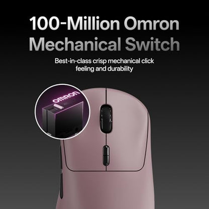 Rapoo VT3 Gen-2 Wireless Gaming Mouse, True 8K Wireless Polling Rate, 53g Lightweight, Up to 750 Hr Battery, Nordic nRF54L15 MCU, 100-Million Mechanical Switch, 10 Programmable Buttons, Macro Enabled - color: Pink