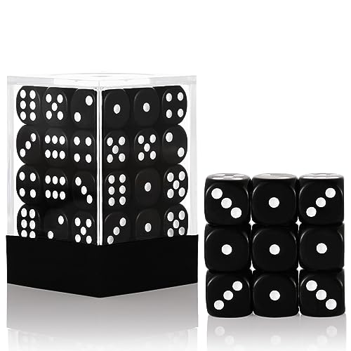 36 of Pack 12MM 6 Sided MINI Dice Set,Solid Black Game Dice Set, 6 Sided Standard Colored Dices for Tenzi, Bunco or Teaching Math,with Portable Plastic Box(Black) - color: Black