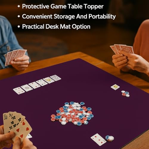 Board Game Mat 35"x35" Designed for 36 in Tables, Mahjong Mat with Carrying Bag, Neoprene Playmat, Table Cover for Board Games, Tile, Poker, RPG and Dominoes (Burgundy) - color: Burgundy