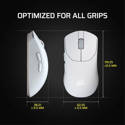 Corsair Sabre v2 PRO Ultralight FPS Wireless Gaming Mouse – 33,000 DPI, 36g Weight, 8,000Hz Hyper-Polling, Mechanical Switches, Up to 70-Hour Wireless Battery Life, Web Hub – White - color: White