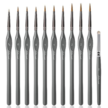Golden Maple Miniature Paint Brushes Drybrush-10pcs Model Detail Paint Brush Set, Small Fine tip Brushes for Acrylic, Watercolor & Paint by Number, Figurine - style: 10GY