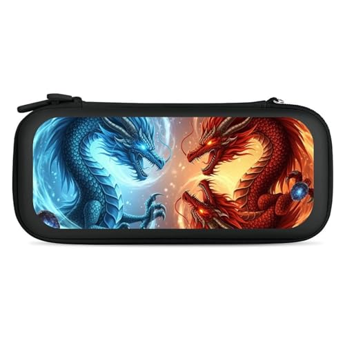 PPIKTC Carrying Case Protector Bag Compatible with Nintendo Switch, Hard Shell Game Console Organizer, Cool Fire And Ice Dragon - color: Design (204)
