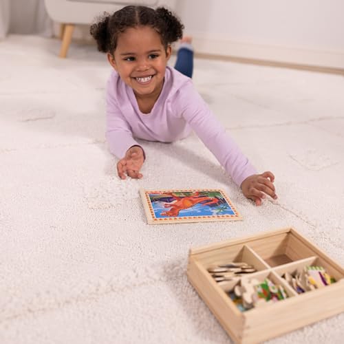 Melissa & Doug 4‑in‑1 Wooden Dinosaur Jigsaw Puzzle Set, 48 Pieces with Storage Box, Toddler Puzzle Toy for Kids Ages 3+ - FSC Certified - style: Dinosaurs