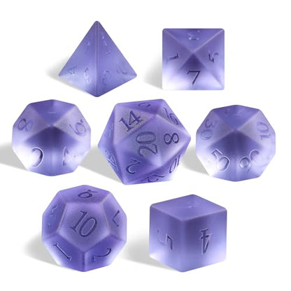 Matte Purple 7Pcs Polyhedral Dice Set, K9 Crystal Cat's Eye Multi-Faceted DND Dice for Dungeons and Dragons RPG Tabletop Game (Matte Purple) - color: Matte Purple