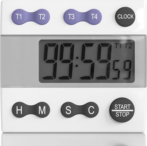 Sper Scientific Portable Digital Kitchen & Lab Timer 810015 - 4 Channel, Large Display, Loud Alarm, Classroom Timer - 2 pc - size: 2 Pack