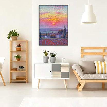 Puzzle for Adults 1000 Pieces, Sunset Field Puzzle, Challening Impossible Difficult Hard Fun 1000 Pieces Jigsaw Puzzles for Adults Family with Letters on Back - color: Sunset Field 1000 Pieces