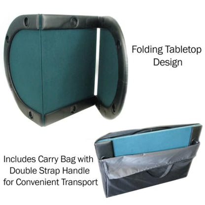 Foldable Poker Table Top - Water-Resistant Folding Mat with Cupholders and Padded Edges - Seats up to 10 People by Trademark Poker (Green)