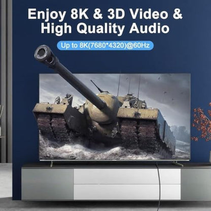 Ultra High Speed 8K HDMI Cable 6.6 ft (2M) | 2.1 48Gbps, Nylon Braided Cord, Supports 8K@60Hz, 4K@120Hz, HDR10, HDCP 2.2/2.3, DTS:X - size: 6.6