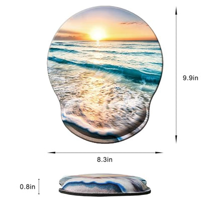 Mouse Pad with Wrist Support, Ergonomic Mouse Pad with Memory Foam Wrist Rest Cushion, Non-Slip Rubber Base Gaming Mice Pad for Home Office Computer Laptop, Beach - color: O-beach