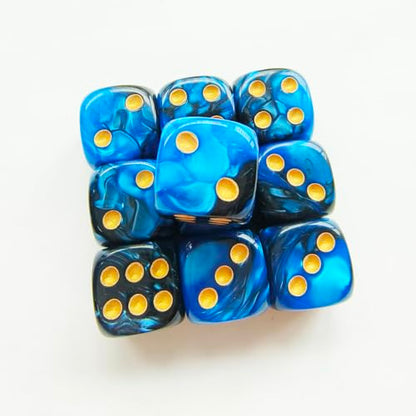 10 Pieces Polyhedral D6 Dice Set, 6 Sided Dice 16mm for RPG MTG DND Table Games (Blue Black) - color: Blue Black