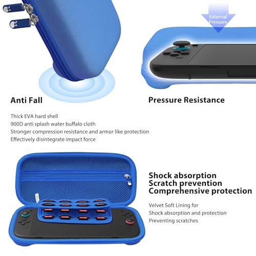 RAVEtone Travel Carrying Case Compatible with Nintendo Switch 2 Model 2025, Large Capacity Premium EVA Portable Hard Shell Pouch Waterproof Game Bag with 32 Game Cartridge Accessories (Blue) - color: Blue, style: Large