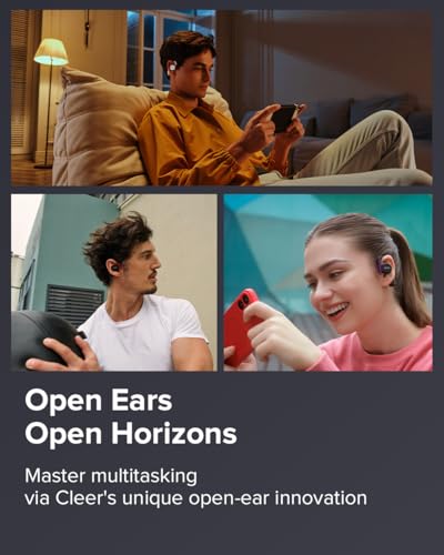 Cleer ARC II Gaming Earbuds True Wireless Open Ear Headphones, White | Ultra-Low Latency, Snapdragon Sound, Bluetooth 5.3, USB-C Dongle, 35Hr Battery - color: White Purple