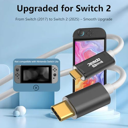JEMDO Switch 2 Dock HDMI Cable,4K@60Hz 18Gbps,USB C to HDMI 2.0,100W PD Play While Charging,6.6 ft,Portable Travel TV Adapter Compatible with Nintendo Switch 2(Only Below V21.0.0)/2017/OLED - color: Black, style: 60