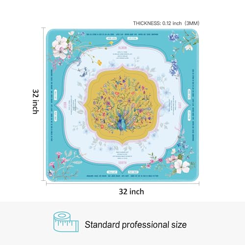 KUNTE Mahjong Mat, Turquoise, 32"x32" | Non-Slip, Quiet, Waterproof, Foldable, For American Mahjong - color: Turquoise