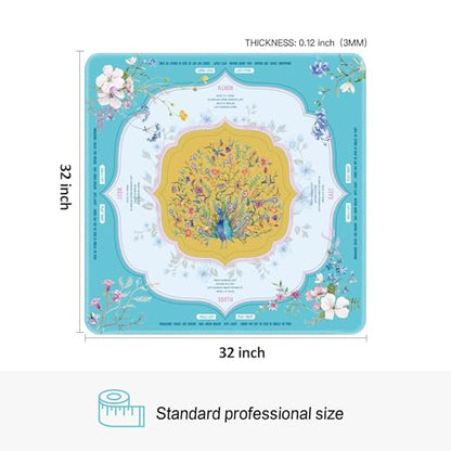 KUNTE Mahjong Mat, Turquoise, 32"x32" | Non-Slip, Quiet, Waterproof, Foldable, For American Mahjong - color: Turquoise