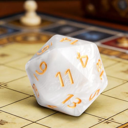 20 Sided DND Dice,D20 Giant Polyhedral Dice,55mm Titan Large Pearl Color D20 Dice,20 Sided Cube D&D Dice Set for Dungeons and Dragons, RPG, MTG Table Games(White Pearl) - color: D-20 White