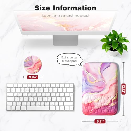 Ospelelf Pink Mouse Pad with Wrist Support Large Ergonomic Office Comfy Pain Relief Mousepad Wrist Rest - color: Pink