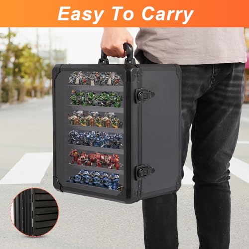 Miniature Carrying Case, Miniature Storage Case with 6 Trays, Aluminum Alloy Frame, Display and Transport Action Figure Display Case for Collectibles Miniatures, Best Gifts for Men - size: Medium