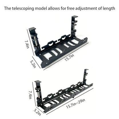 No Drill Under Desk Cable Tray, Heavy Duty Metal Organizer | No Drill, Heavy Duty, Metal, Organizer