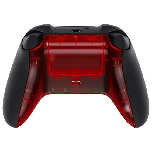 eXtremeRate Custom Back Cover Shell for Xbox Series X & S Controller, Clear Red Replacement Battery Cover & Bottom Shell - color: Clear Red